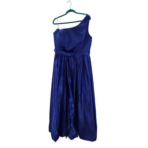 FORMAL 18W plus royal blue one shoulder lace up ball gown maxi dress NEW B160